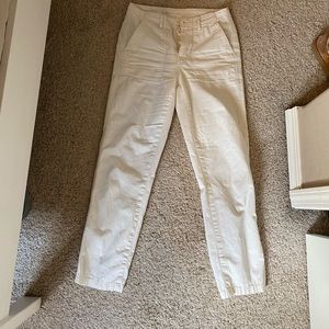 White straight leg utility pant